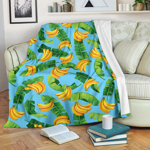 Banana Leaves Banana Design Pattern Premium Blanket