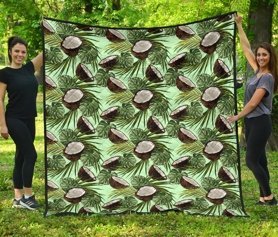 Coconut Pattern Print Design 02 Premium Quilt
