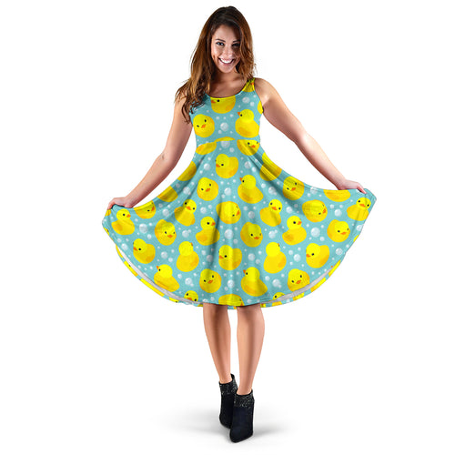 Duck Toy Pattern Print Design 03 Sleeveless Midi Dress