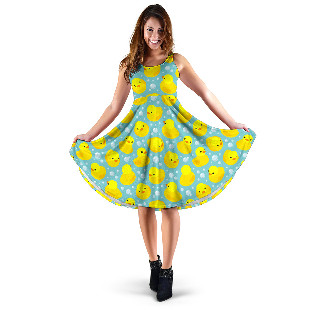 Duck Toy Pattern Print Design 03 Sleeveless Midi Dress