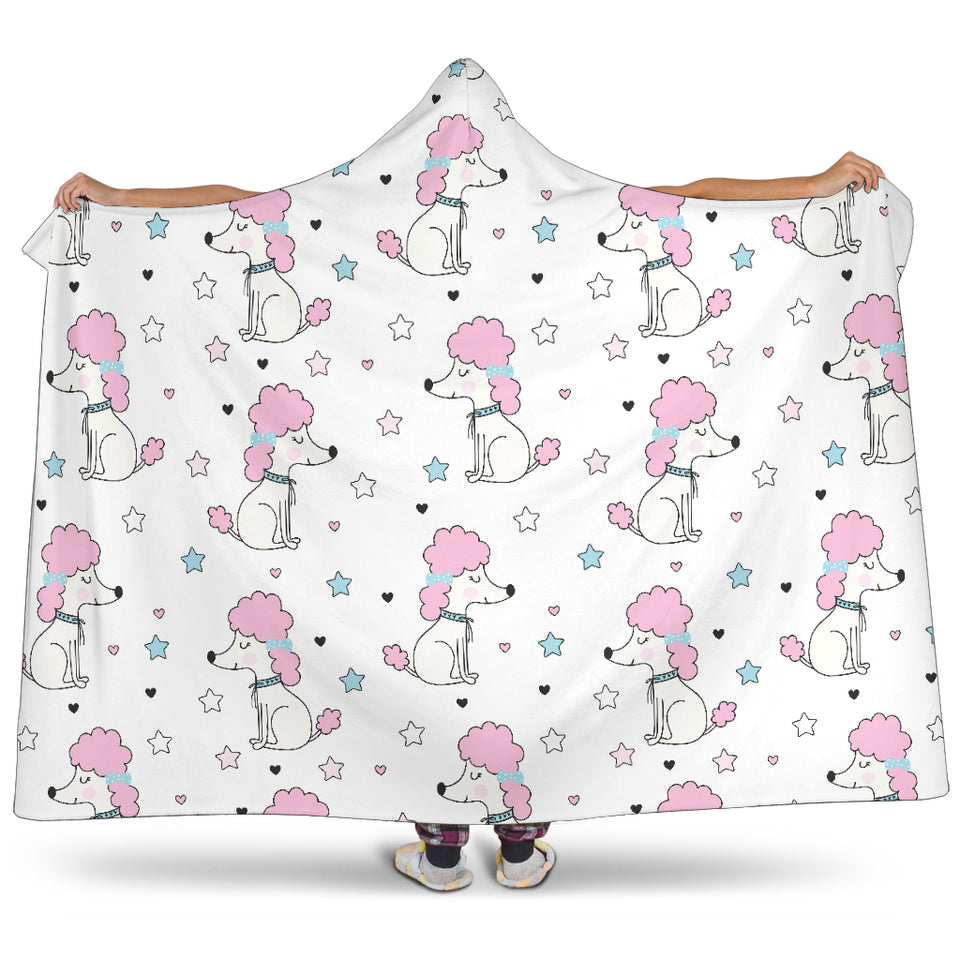 Cute Poodle Dog Star Pattern Hooded Blanket