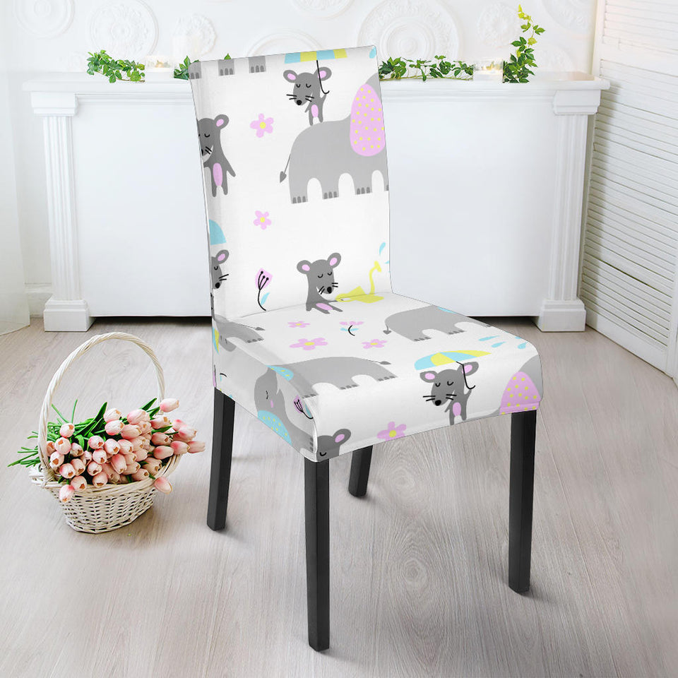 Cute Elephant Mouse Pattern Dining Chair Slipcover