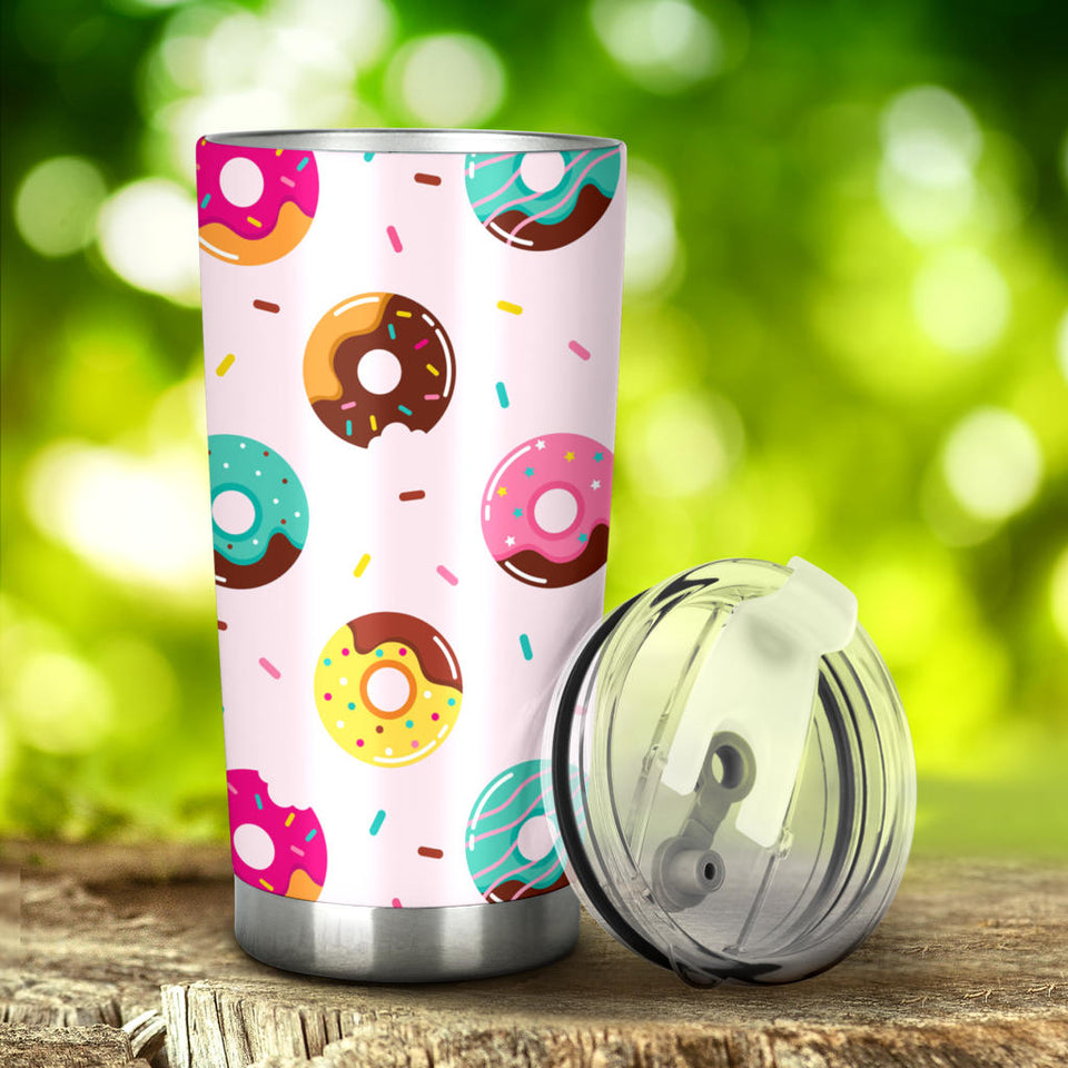 Donut Pattern Glaze Pink Background Tumbler