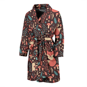 Fox Leaves Mushroom Pattern Men'S Bathrobe