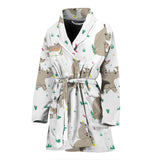 Cute Rhino Pattern Background Women'S Bathrobe