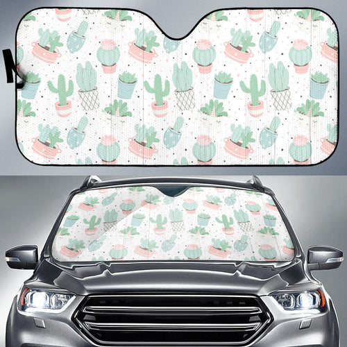 Pastel Colorcactus Pattern Copy Car Sun Shade