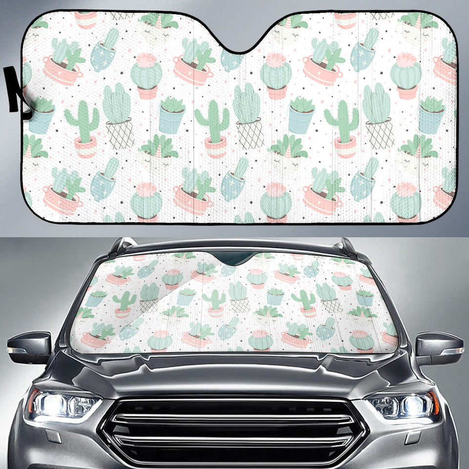 Pastel Colorcactus Pattern Copy Car Sun Shade