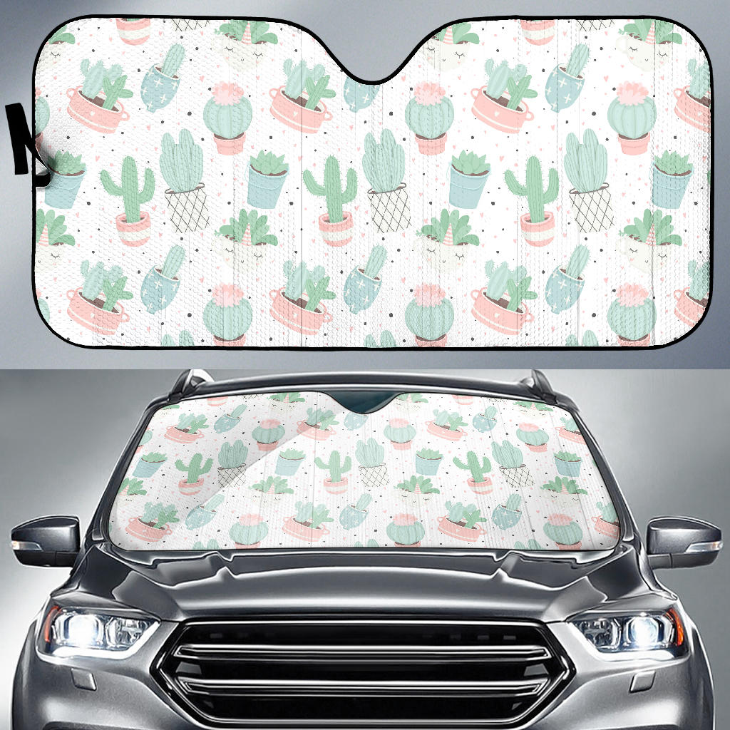 Pastel Colorcactus Pattern Copy Car Sun Shade
