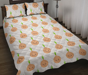 cute onions smiling faces Quilt Bed Set
