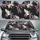 Japanese Crane Pink Sakura Pattern Car Sun Shade