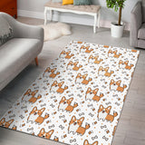 Cute Corgi Heart Star Bone Pattern Area Rug