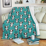 Hand Drawn Boston Terrier Dog Pattern Premium Blanket
