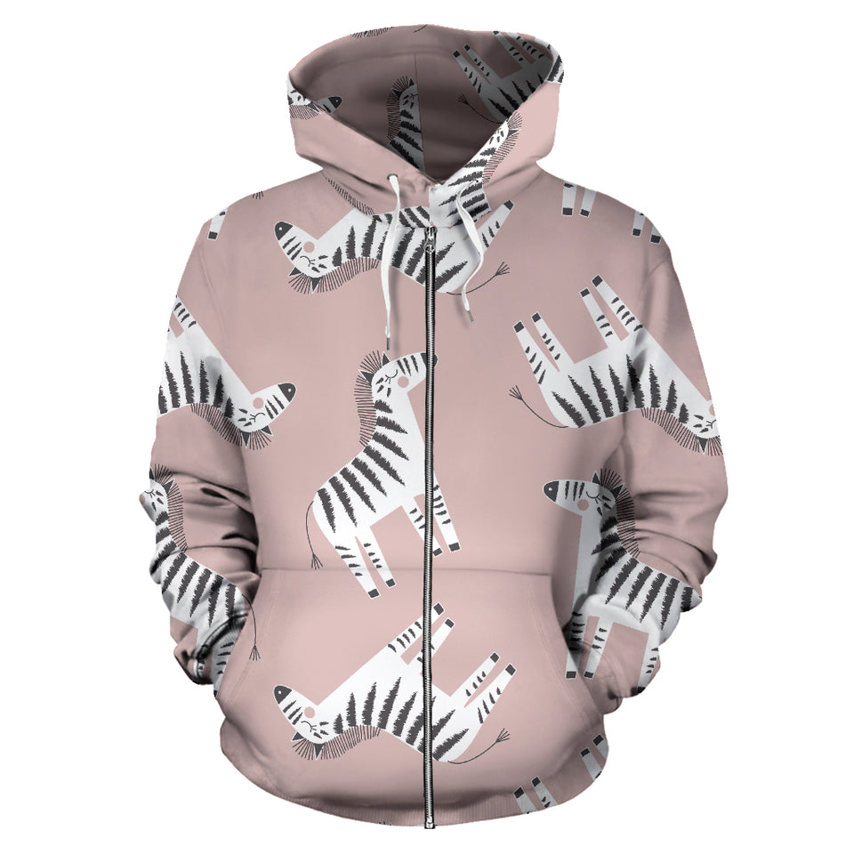 Cute Zebra Pattern Zip Up Hoodie