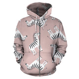 Cute Zebra Pattern Zip Up Hoodie