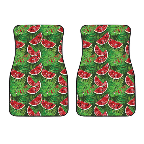 Watermelons Tropical Palm Leaves Pattern Background Front Car Mats