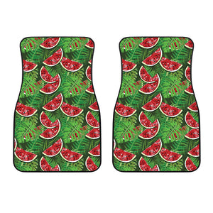 Watermelons Tropical Palm Leaves Pattern Background Front Car Mats