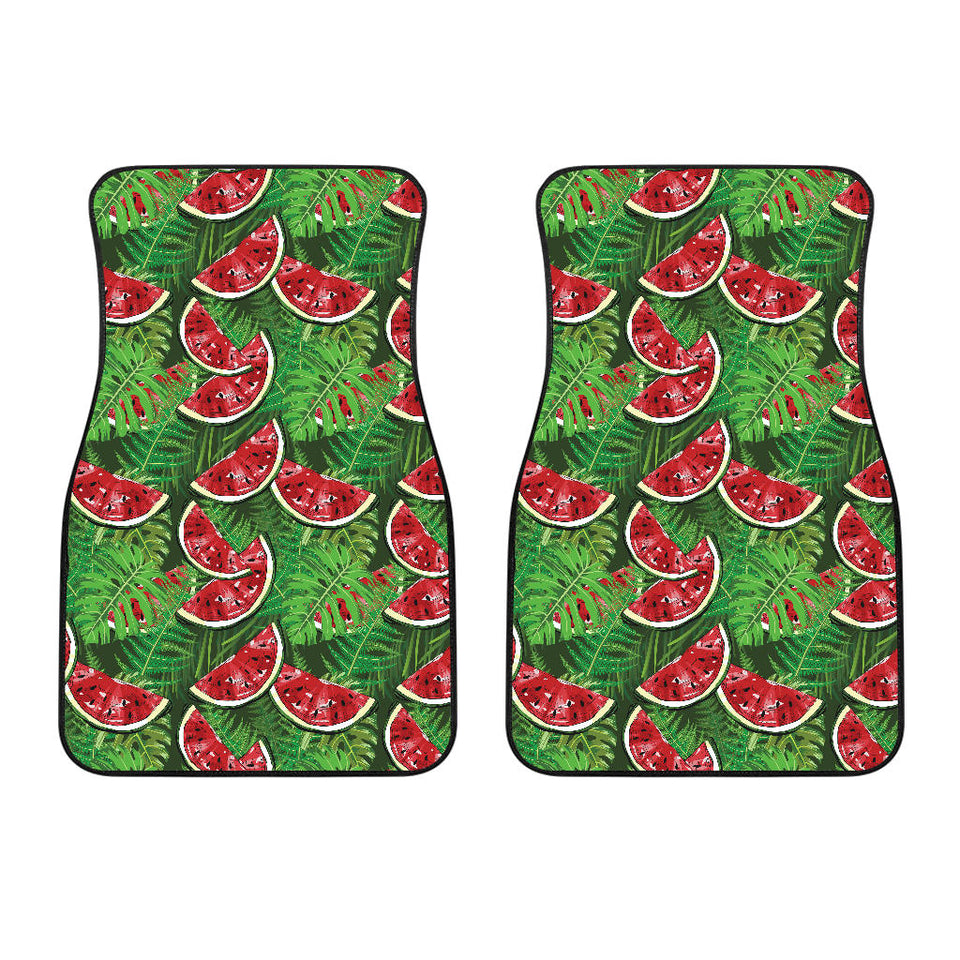 Watermelons Tropical Palm Leaves Pattern Background Front Car Mats