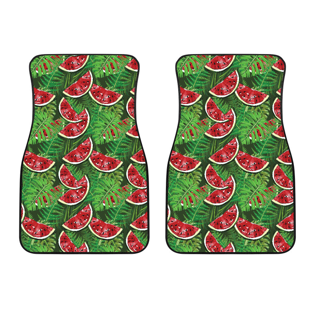 Watermelons Tropical Palm Leaves Pattern Background Front Car Mats