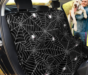 Spider Web Design Pattern Black Background White Cobweb Dog Car Seat Covers