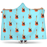 Electric Guitar Pattern Light Blue Background Hooded Blanket
