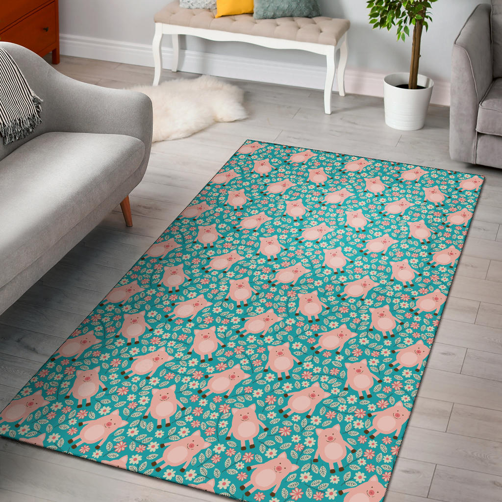 Pig Pattern Print Design 01 Area Rug