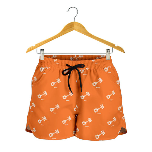 Engine Piston Orange Background Pattern Print Design 05 Women Shorts