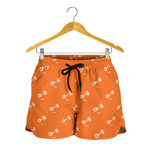 Engine Piston Orange Background Pattern Print Design 05 Women Shorts