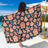 Christmas Gingerbread Cookie Pattern Sarong