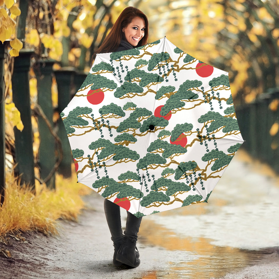 Bonsai Red Sun Japanese Pattern Umbrella