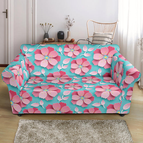3D Sakura Cherry Blossom Pattern Loveseat Couch Slipcover