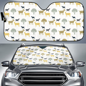 Silhouettes Of Goat And Tree Pattern Car Sun Shade