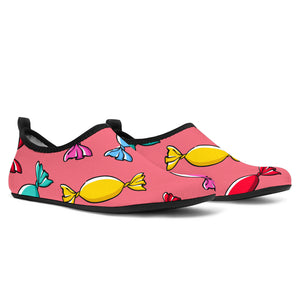 Colorful Wrapped Candy Pattern Aqua Shoes