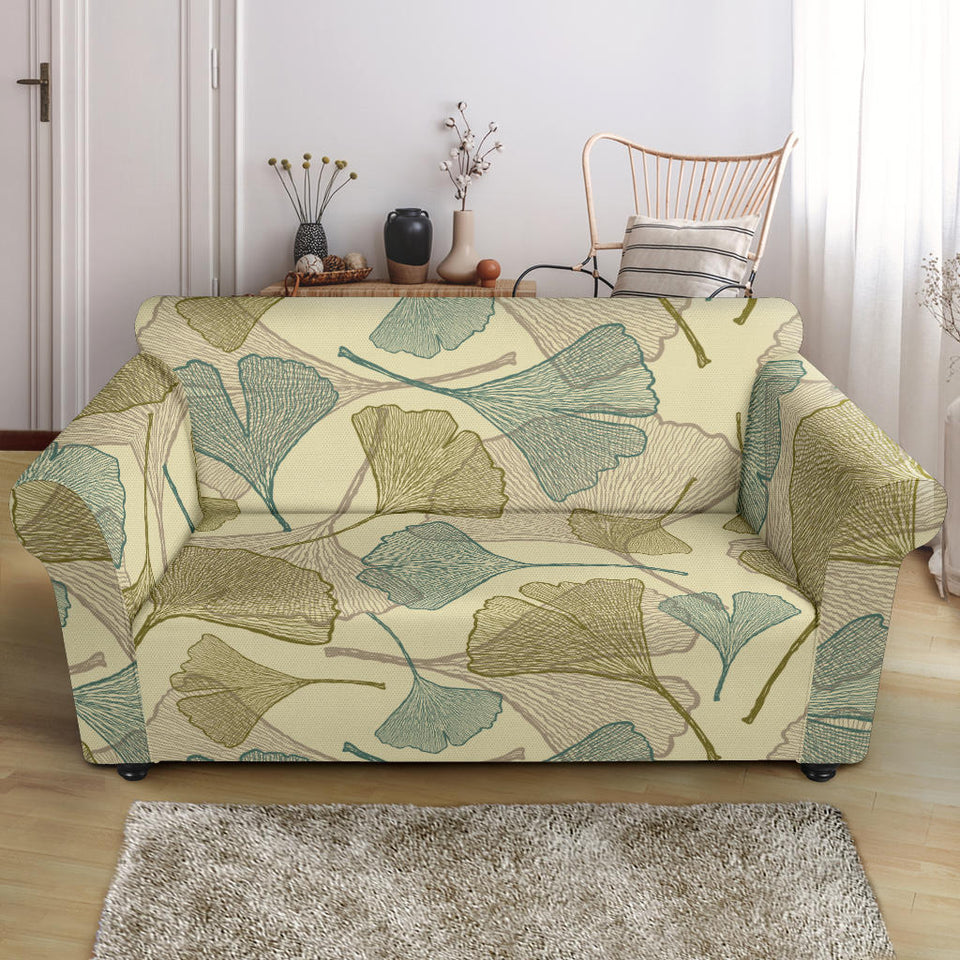 Ginkgo Leaves Design Pattern Loveseat Couch Slipcover