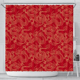 Gold Dragons Red Background Shower Curtain Fulfilled In US