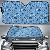 Anchors Rudder Compass Star Nautical Pattern Car Sun Shade