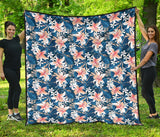 Hibiscus Pattern Print Design 02 Premium Quilt