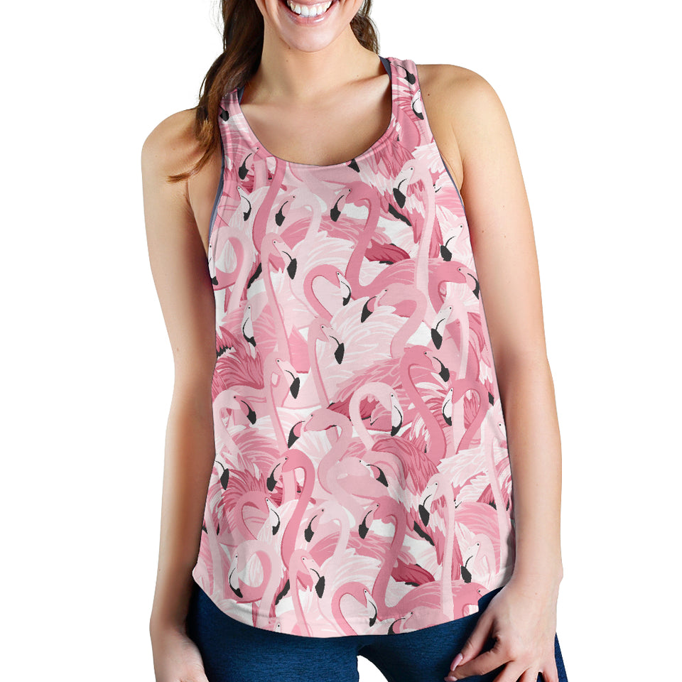 Pink flamingos pattern background Women Racerback Tank Top