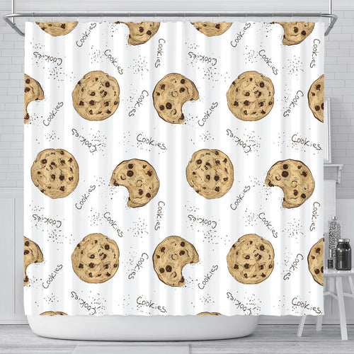 Sketch Style Cookie Pattern Shower Curtain Fulfilled In US