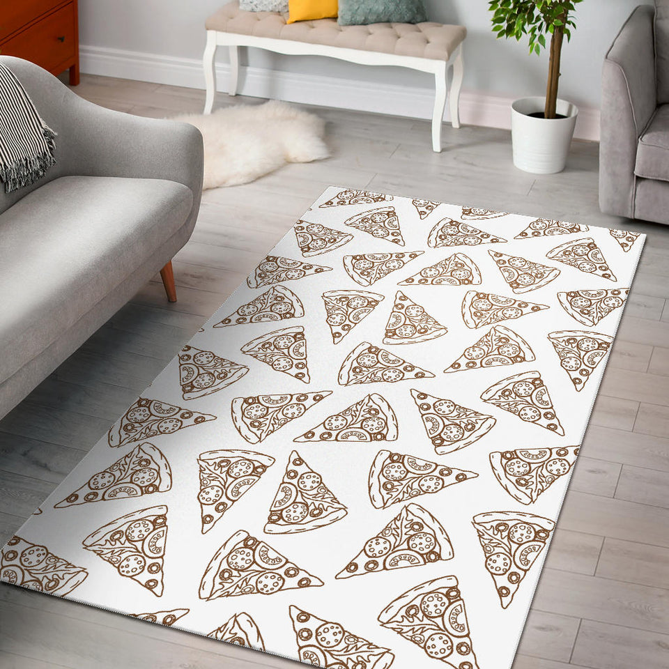Hand Drawn Pizza Pattern Area Rug