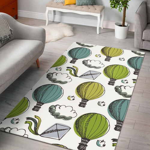 Hot Air Balloon Bird Cloud Pattern Area Rug