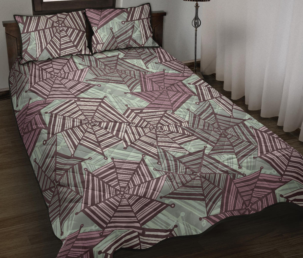 Spider web cobweb design color pattern Quilt Bed Set