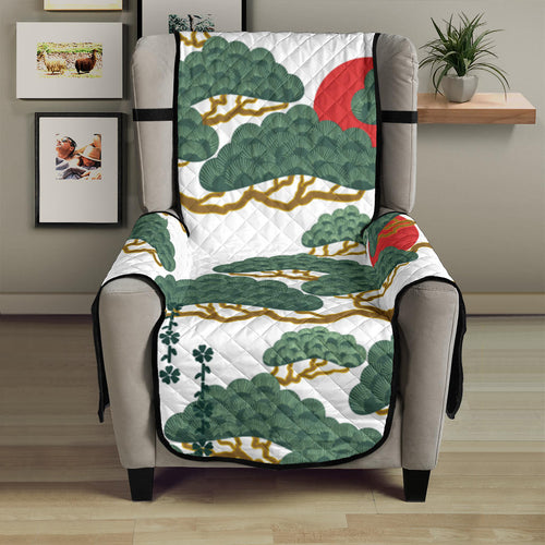Bonsai red sun japanese pattern Chair Cover Protector
