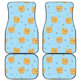 Brown Cute Pomeranian Blue Blackground Front And Back Car Mats