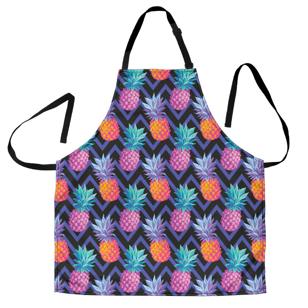 Pineapples Pattern Zigzag Background Adjustable Apron