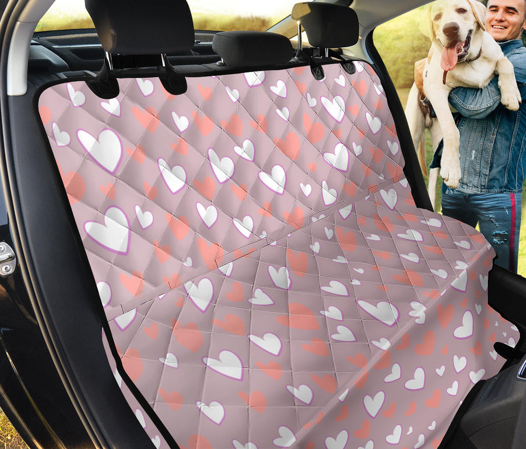 Coral White Heart Pattern Dog Car Seat Covers