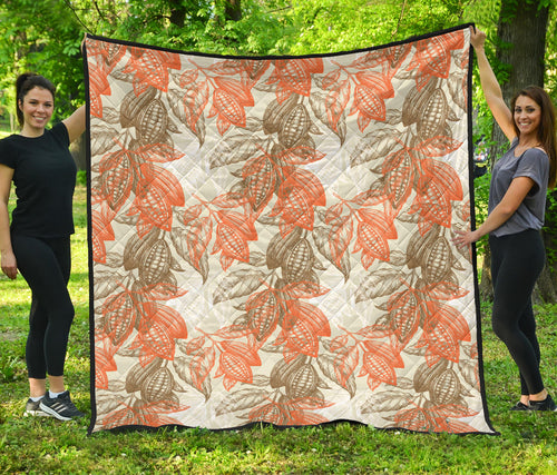 Cocoa Beans Cocoa Tree Pattern Premium Quilt
