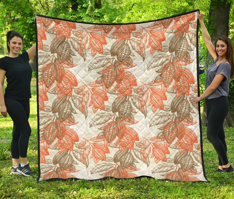 Cocoa Beans Cocoa Tree Pattern Premium Quilt