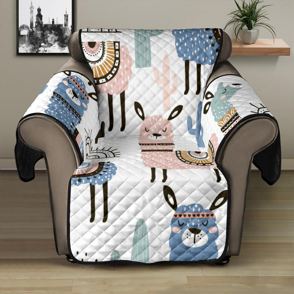 lama Alpaca cactus hand drawn pattern Recliner Cover Protector