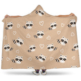 Cute Raccoon Heart Pattern Hooded Blanket