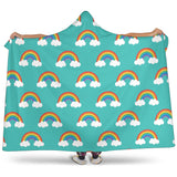 Rainbow Pattern Green Background Hooded Blanket